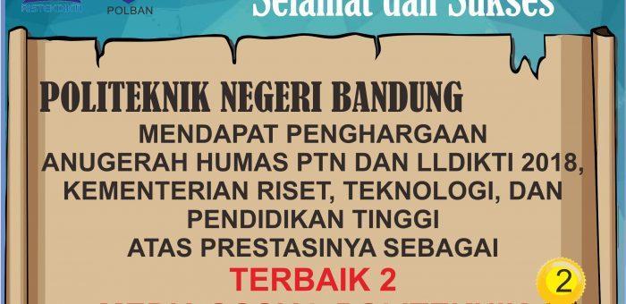 POLBAN RAIH JUARA TERBAIK 2 UNTUK KATEGORI MEDIA SOSIAL DI AJANG ANUGERAH HUMAS PTN & LLDIKTI 2018 KEMENRISTEKDIKTI