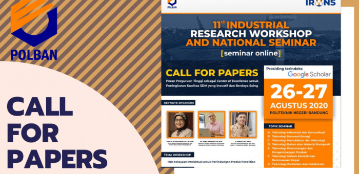 UPDATE: CALL FOR PAPERS 11th Industrial Research Workshop and National Seminar
