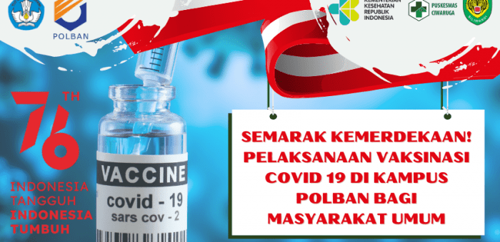 Semarak Kemerdekaan!Kerjasama POLBAN, KODAM III SILIWANGI dan PUSKESMAS CIWARUGA : VAKSINASI COVID 19