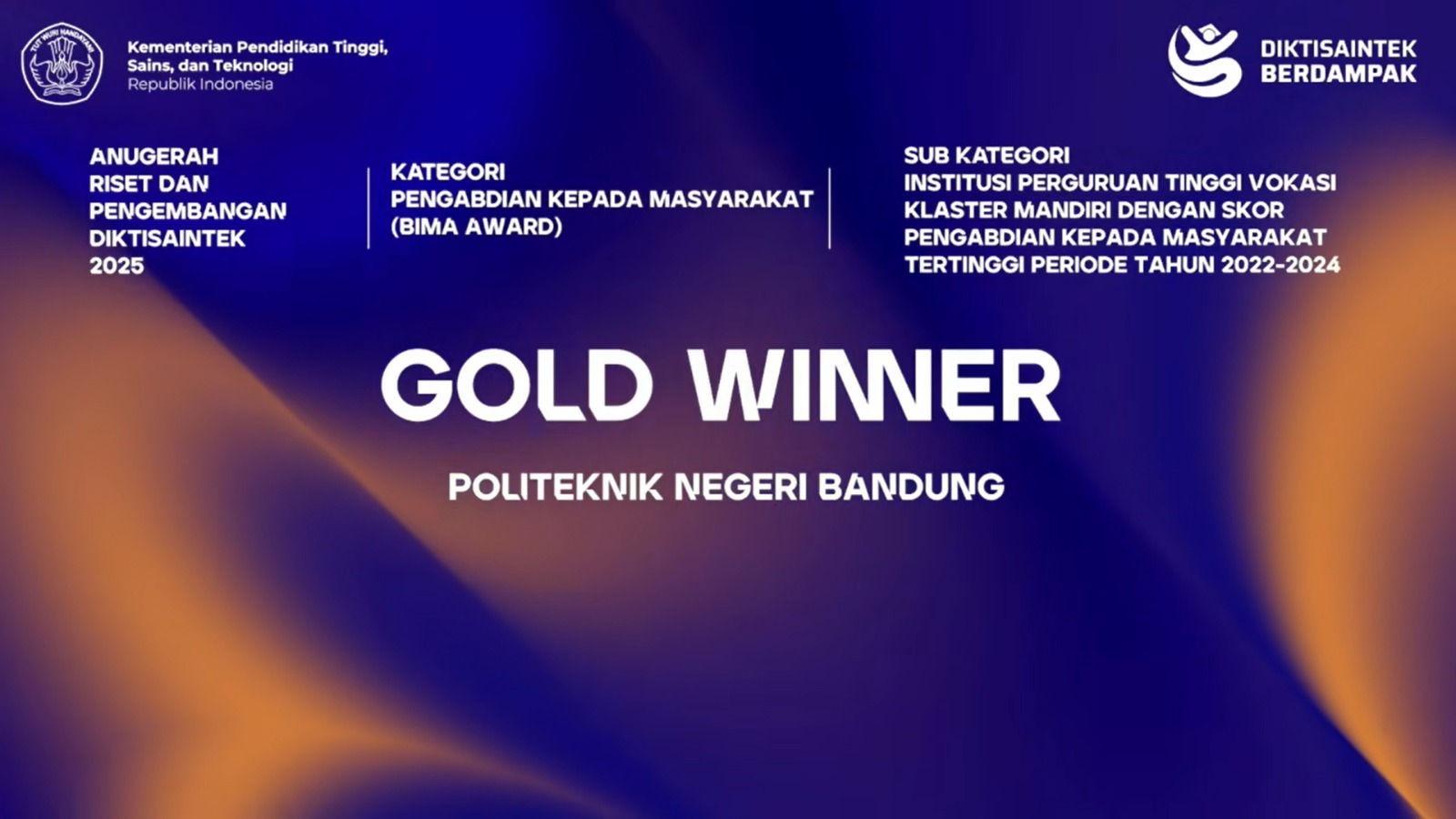 Gold Winner Polban - Anugerah Kemendiktisaintek 2026
