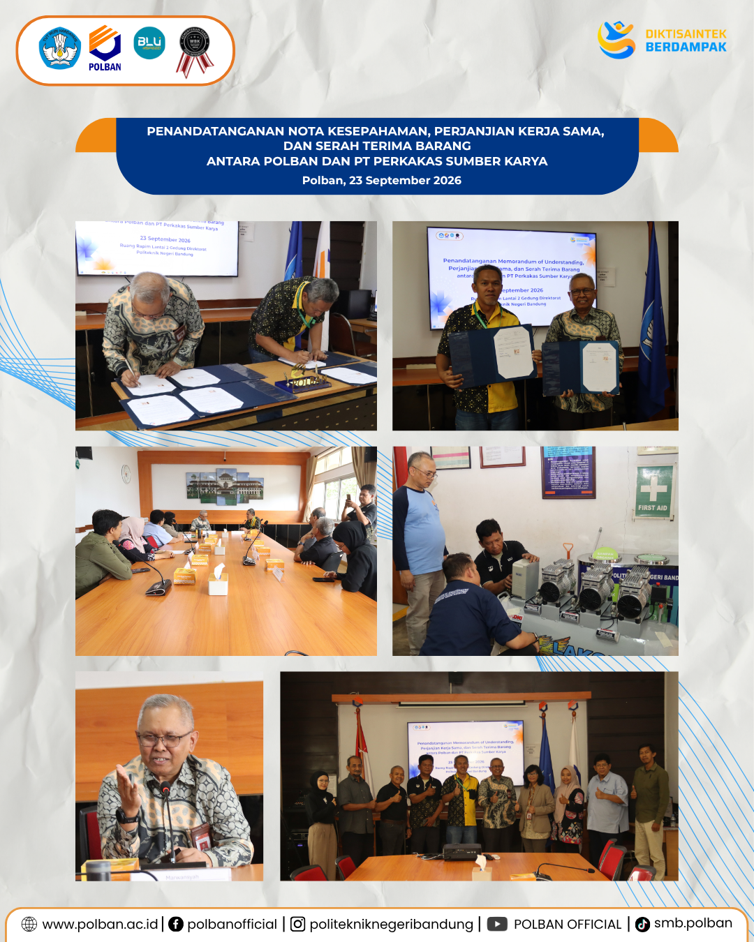 23 september 2026 Penandatanganan MoU PKS Polban - PT Perkakas Sumber Karya