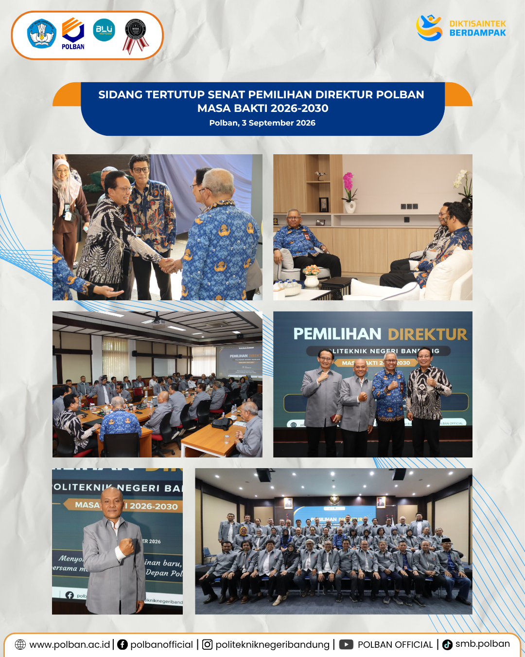 3 september 2026 Sidang tertutup senat pemilihan direktru polban masa bakti 2026-2030